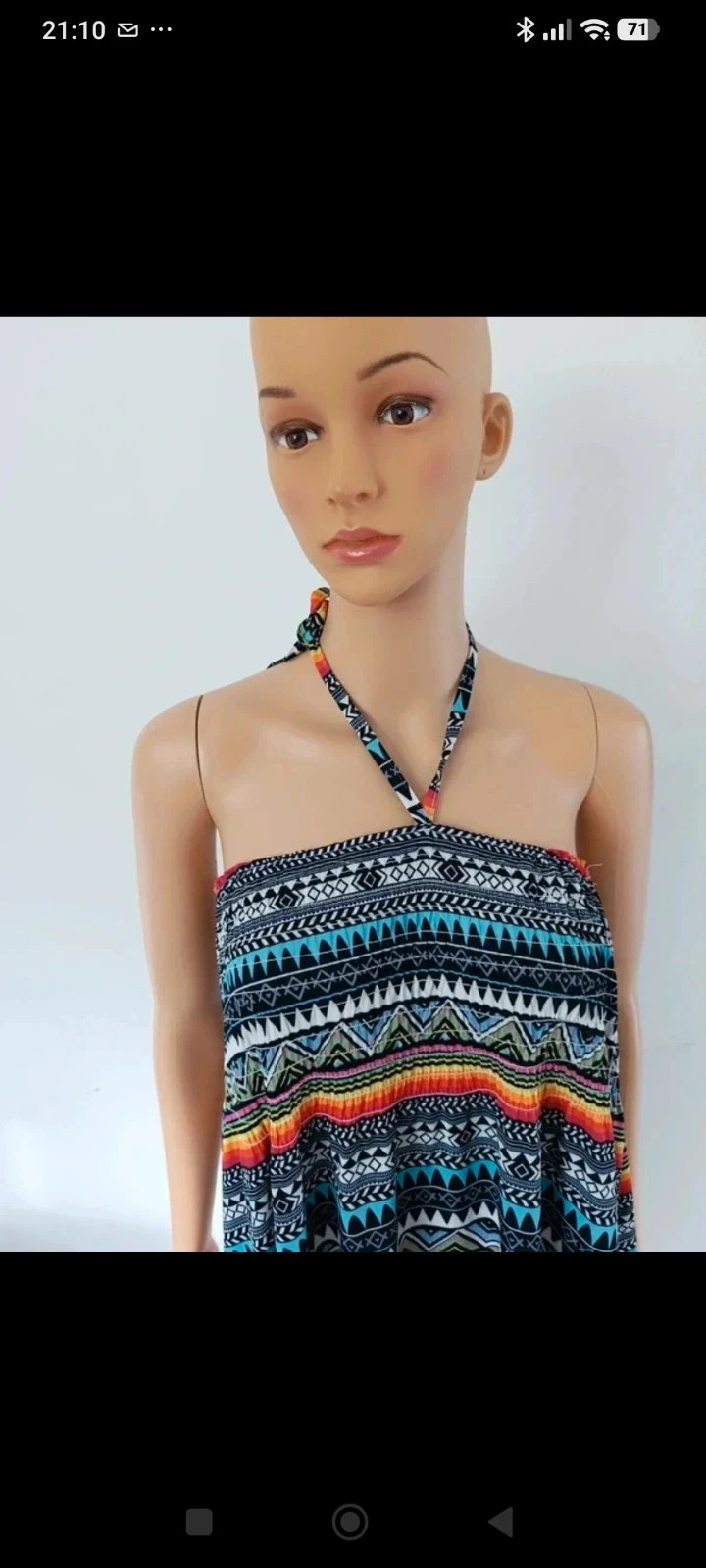 Vestido de verano de espalda descubierta con estampado étnico multicolor para mujer S/M – photo 3